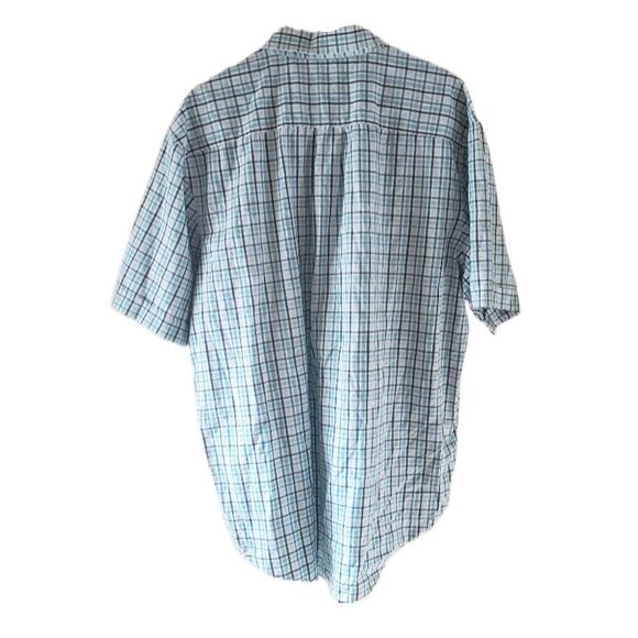 Arrow Men's Light Blue Check Short Sleeve Button Down Shirt with Pocket - Picture 3 of 4